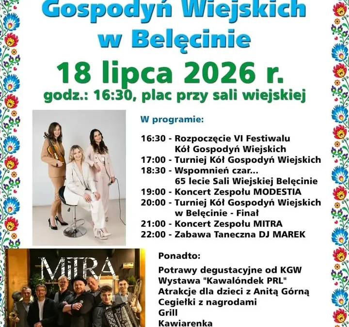 VI Festiwal Kół Gospodyń Wiejskich w Belęcinie już w sobotę