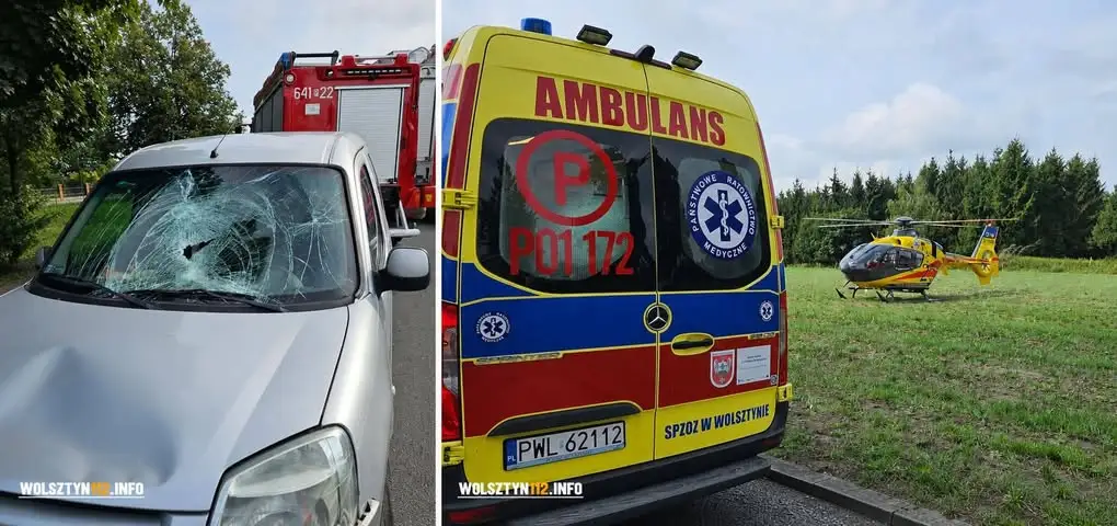 Poważny wypadek w Karpicku: rowerzysta w ciężkim stanie po zderzeniu z autem