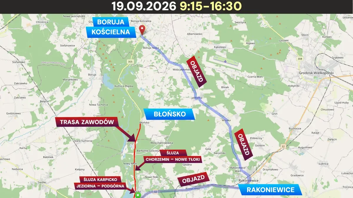 Greatman Triathlon w Wolsztynie – w sobotę 19 września utrudnienia na DW 305 i ul. Parkowej