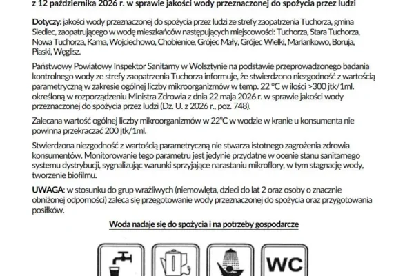 Woda w gminie Siedlec: bakterie w sieci, sanepid zaleca ostrożność